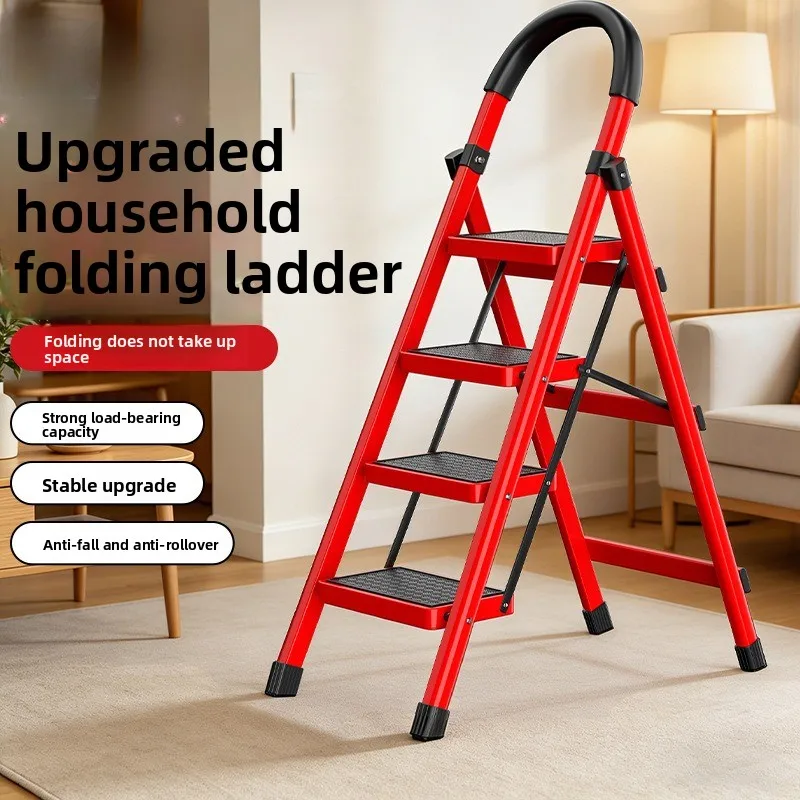 Delixi Electric Household Foldable Telescoping A Frame Ladder Heavy Duty Three Step Indoor Use Ladder Telescoping Ladder
