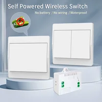 Interruptor inalámbrico de generación de energía automática IP44, resistente al agua, sin batería, control remoto para el hogar, botón pulsador, interruptor de luz de pared