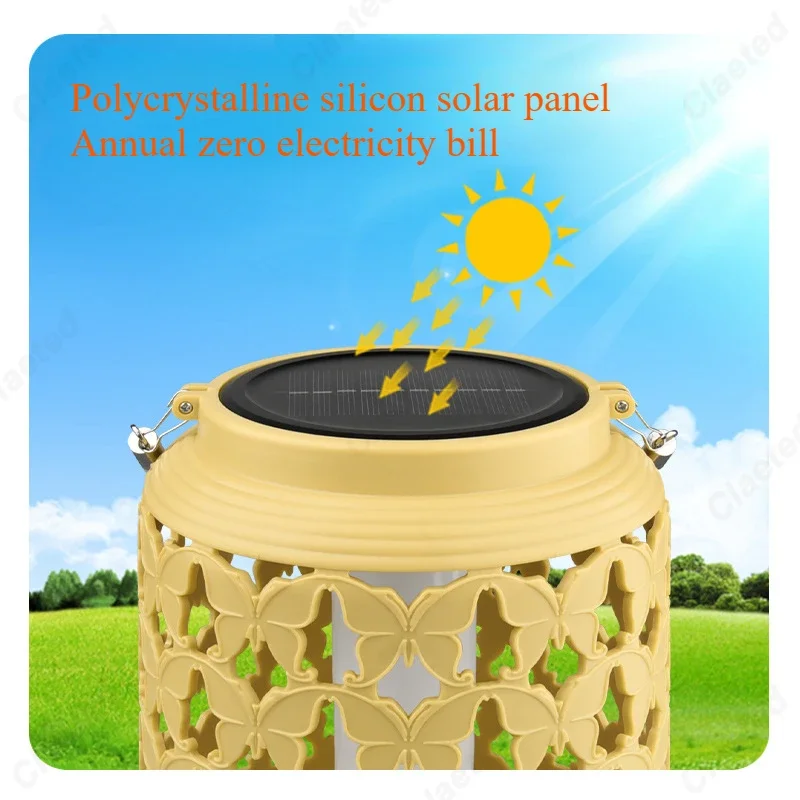 New LED Solar Lantern Outdoor Waterproof Courtyard Garden Balcony Decorative Atmosphere Lighting Fixtures