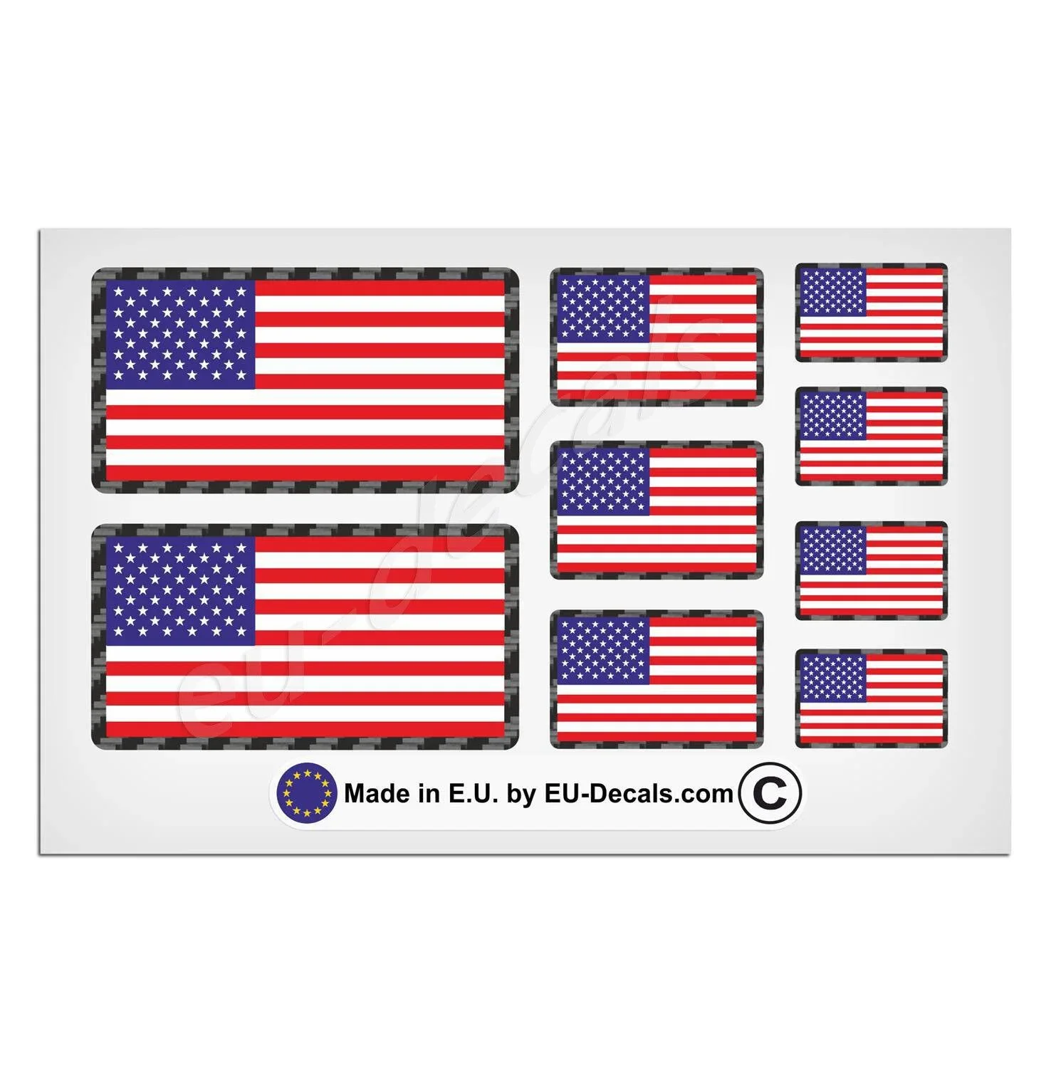 

For 9X USA American Flags Carbon Fiber Outline Laminated Decal Stickers Racing Style