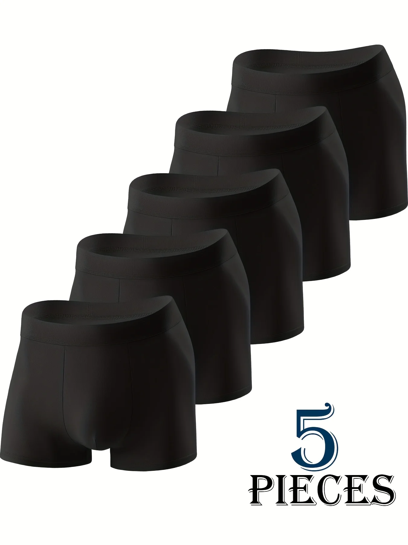 

5 Pieces of Black Men's Boxer Underwear Comfortable and Simple Daily Casual Four Season Men's Underpants Set