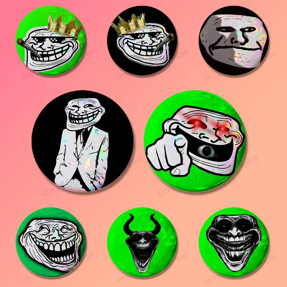 

Funny T-Troll F-Face Meme Custom Badges 25 32 44 58 75 mm Brooch Backpack Hat Enamel Pins Accessories Toys Gifts