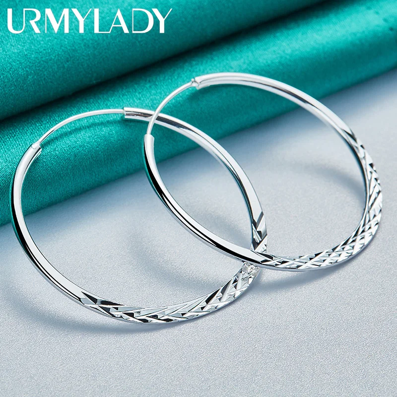 URMYLADY 925 Sterling Silver 40/45/50mm Circle Snake Earrings Ear Loops for Women Charm Wedding Engagement Fashion Jewelry