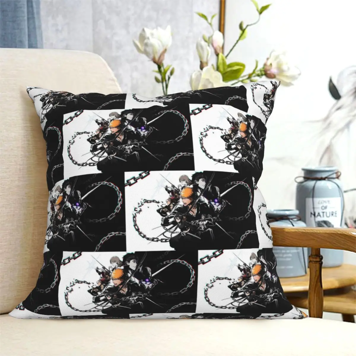 Ichigo Kurosaki Bleach Anime Square Pillowcase Cushion Cover Pillow Case Throw Pillow Cover for Home Sofa Living Room