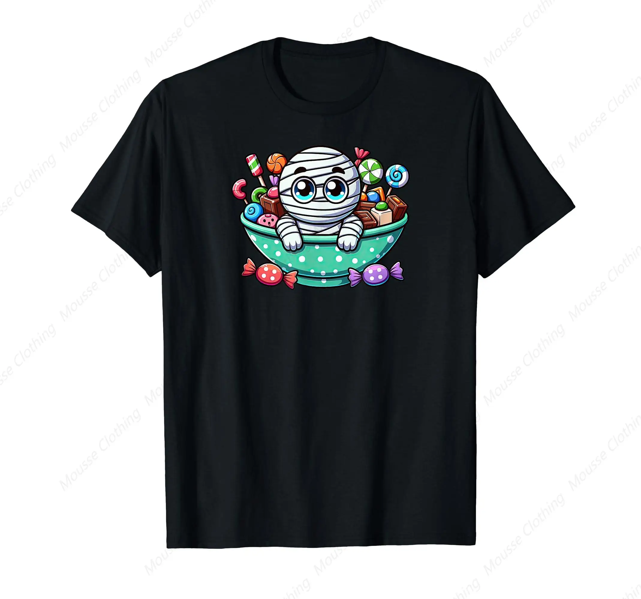 

Cute Halloween Mummy Candy For Kids and Halloween Lovers T-Shirt Retro Halloween Costume Men Women T-Shirt