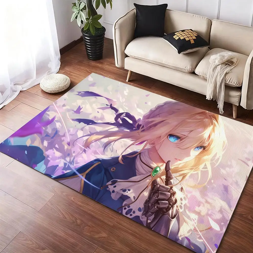 

Violet E-Evergarden Anime Floor Mat Soft Thickened Non-Slip Door Mat for Living Room Home Decor Flannel Rugs