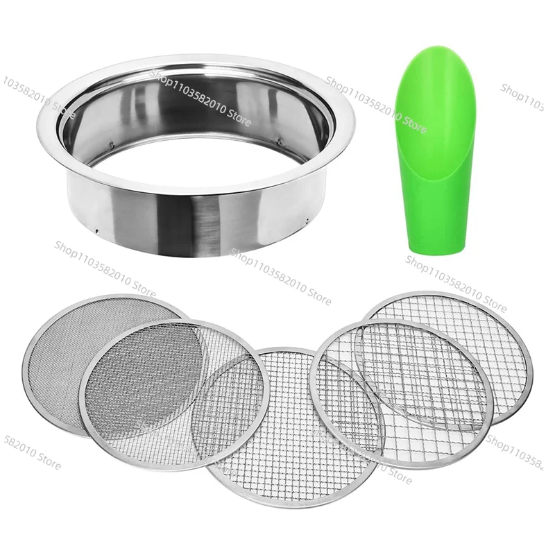 

Набор сит для сортировки почвы из нержавеющей стали - с сеткой 1/3/6/9/12 мм и совком для бонсай