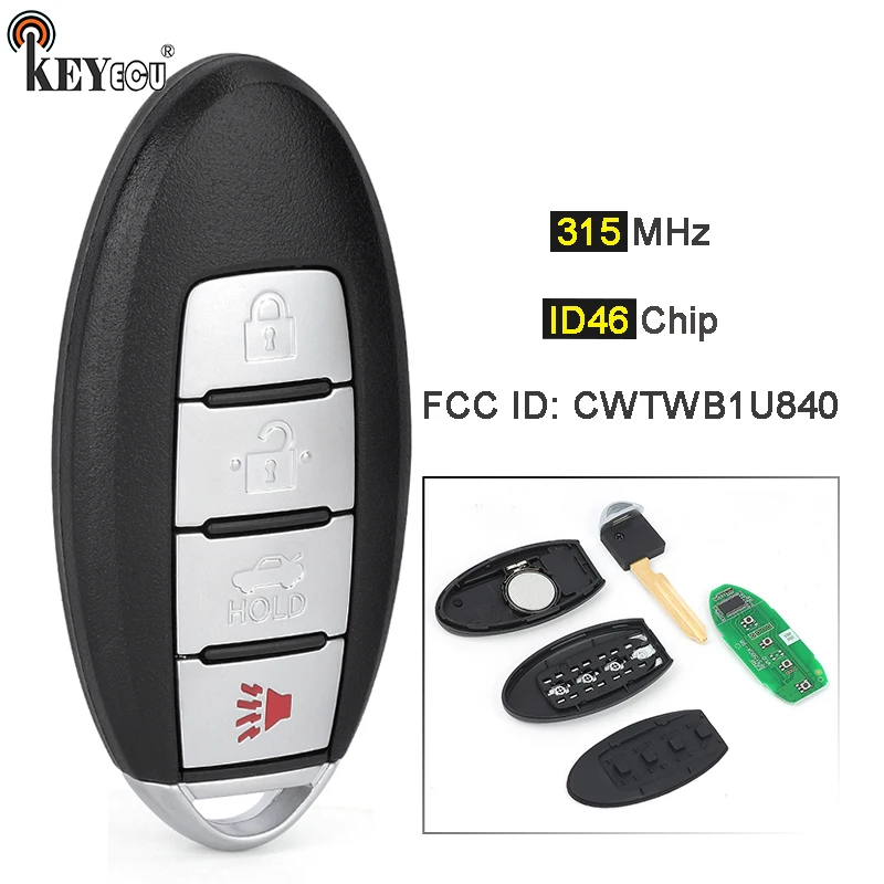 KEYECU 315MHz ID46 CWTWB1U840 285E3-3AA0A Smart Remote Key Fob for Nissan Sentra Versa Leaf 2013 2014 2015 2016 2017 2018 2019