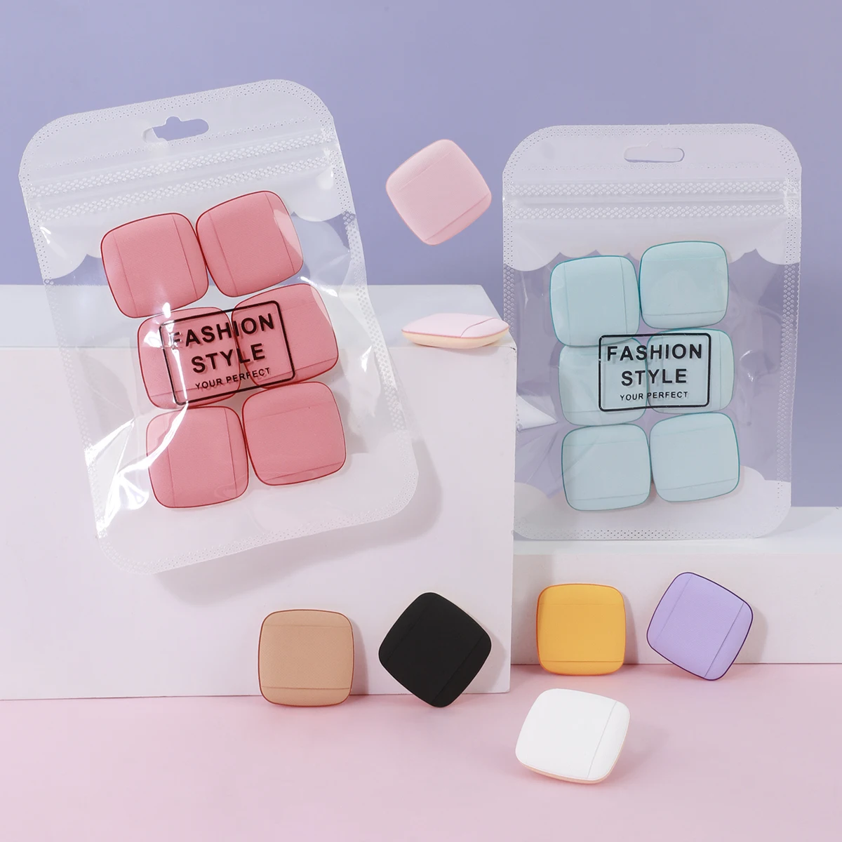 6 個ミニフィンガーパウダーパフスポンジフェイス化粧品アクセサリーブレンドとコンシーラースクエアメイクアップツール