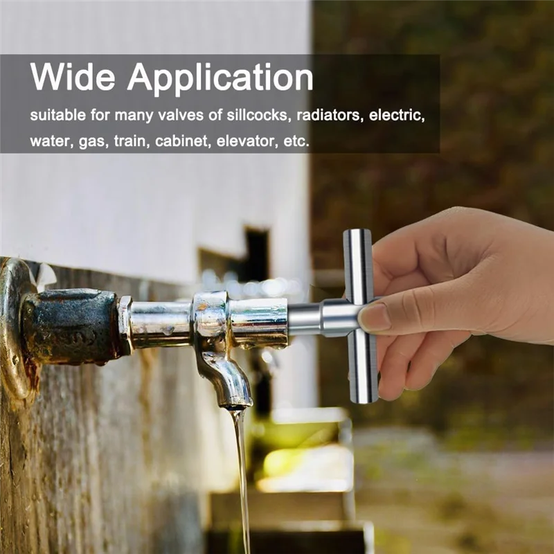 UISN 2 Pieces 4 Way Key Wrench, Multifunctional Water Utility Key, Steel Wrench For Faucets, Hose Bibs, Faucets And More