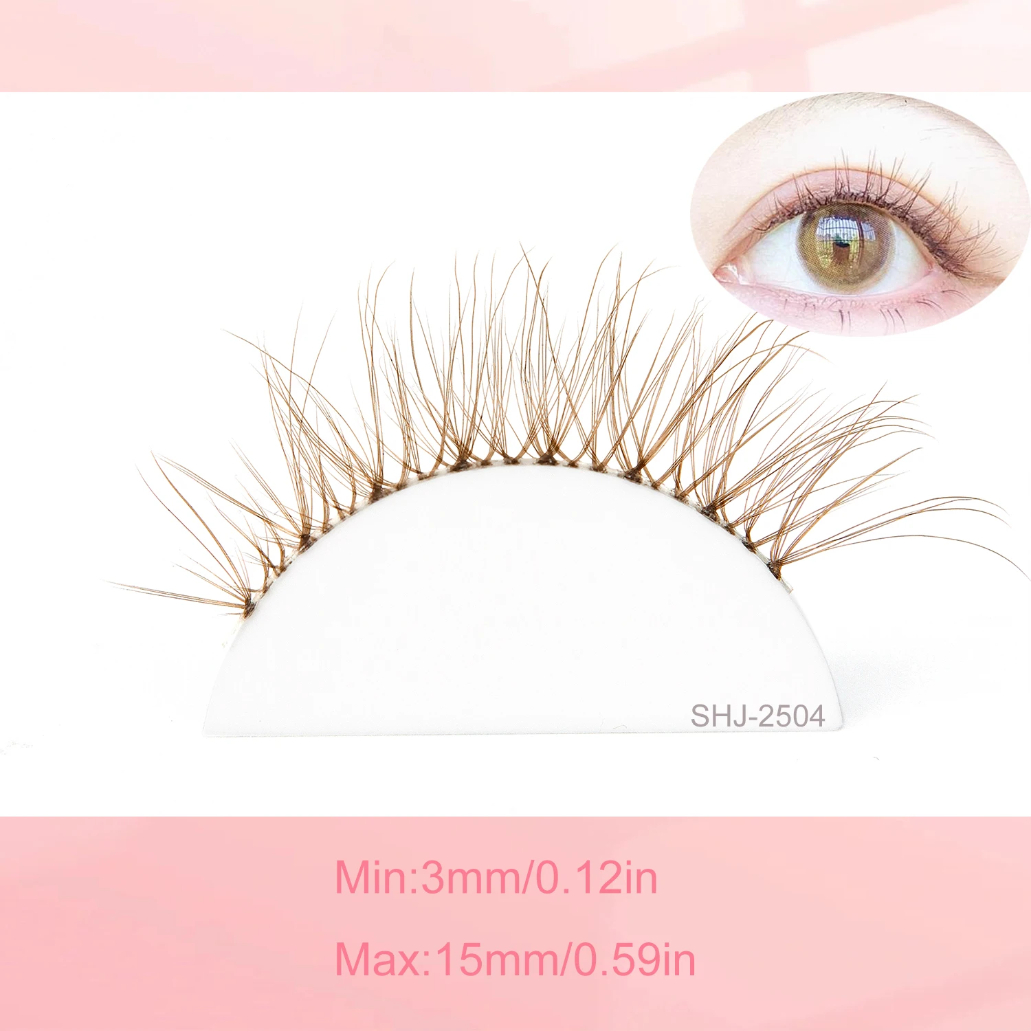 7 paia di ciglia finte marroni C ricci con stelo trasparente Le ciglia finte naturali sono adatte per tutti i giorni/festival