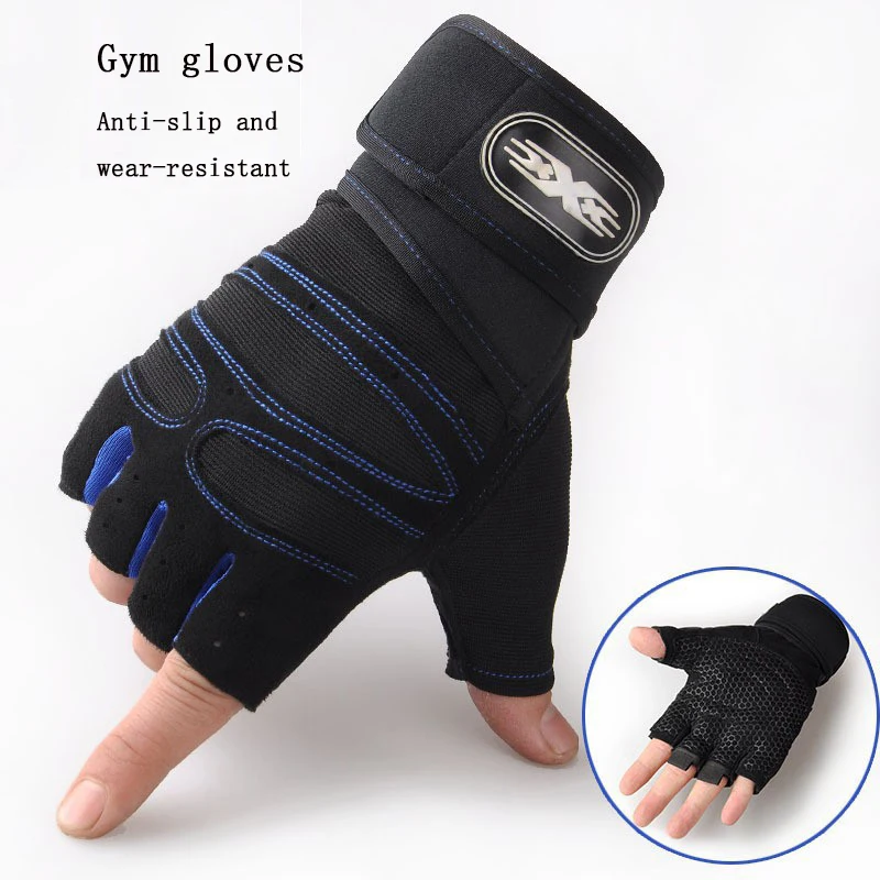 Fitness Gloves Fitness Heavyweight Training Gloves Men\'s Fitness Half Finger Non-slip Gloves Wrist Lifting Exercises