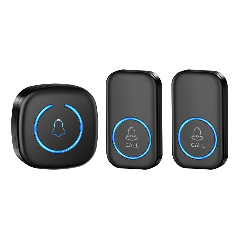 CACAZI Intelligent Wireless Doorbell Sets Mini Design Waterproof 60 Songs 300M Remote Outdoor Call Bell 2 Button 1 Receivers EU