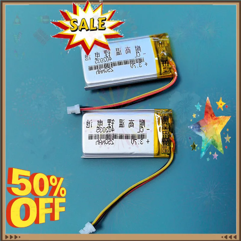 SWZY 10 PCS/5PCS 3.7V 250mAh Lipo Rechargeable Battery 402035 + 1.25mm 3Pin Plug for Driving Recorder Headset Electronic Product