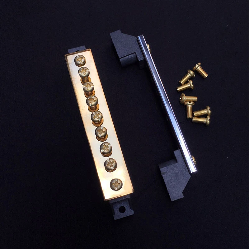 HiFi Audio 6P 10P 16P Hole Dual Two Neutral Ground Wire Row Holder Gold/Rhodium Plated Connector Bar Terminal Block  -196 Degree