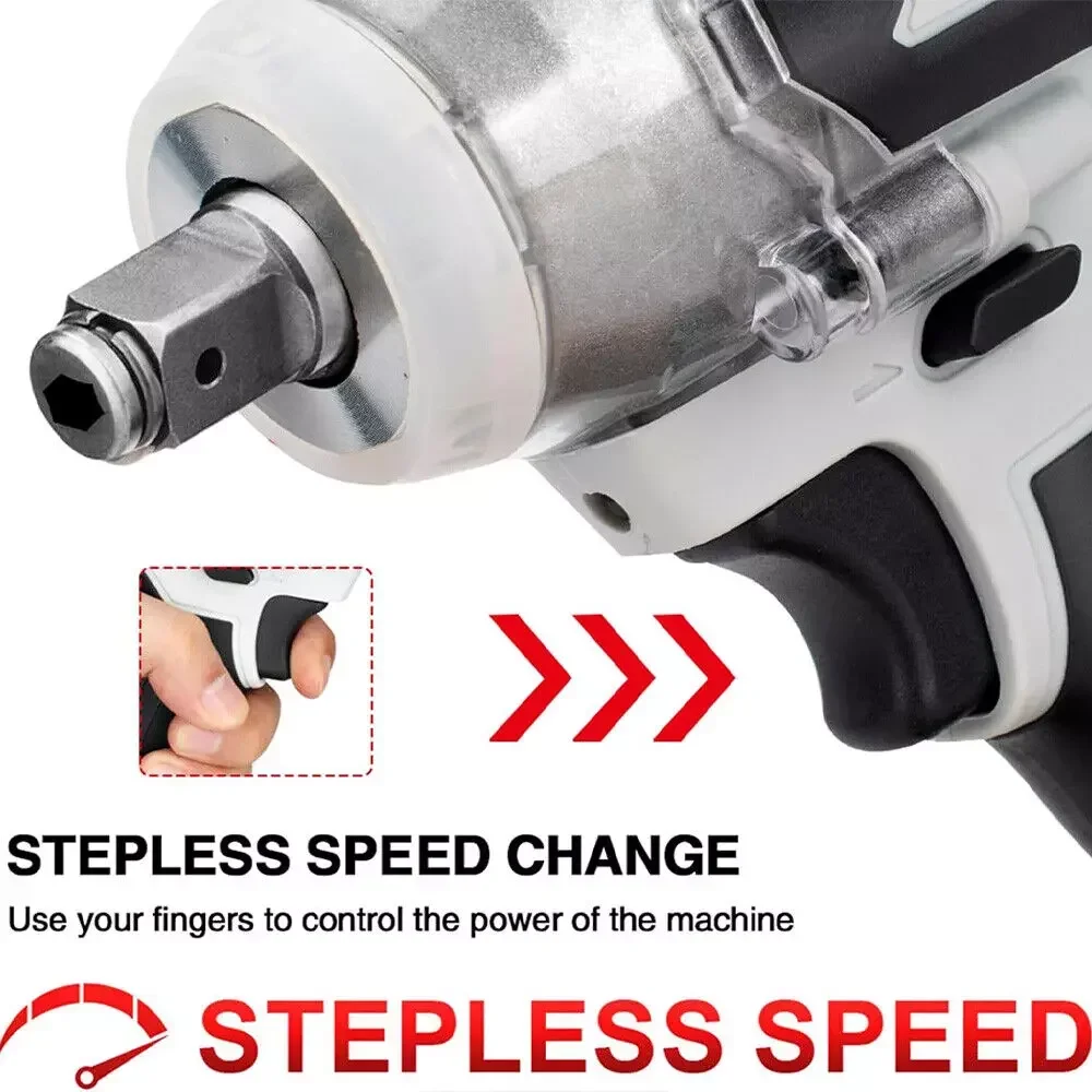 1/2 Cordless Impact Wrench 21V High-Torque Power Gun Driver DIY Electric Power Tool Battery Source