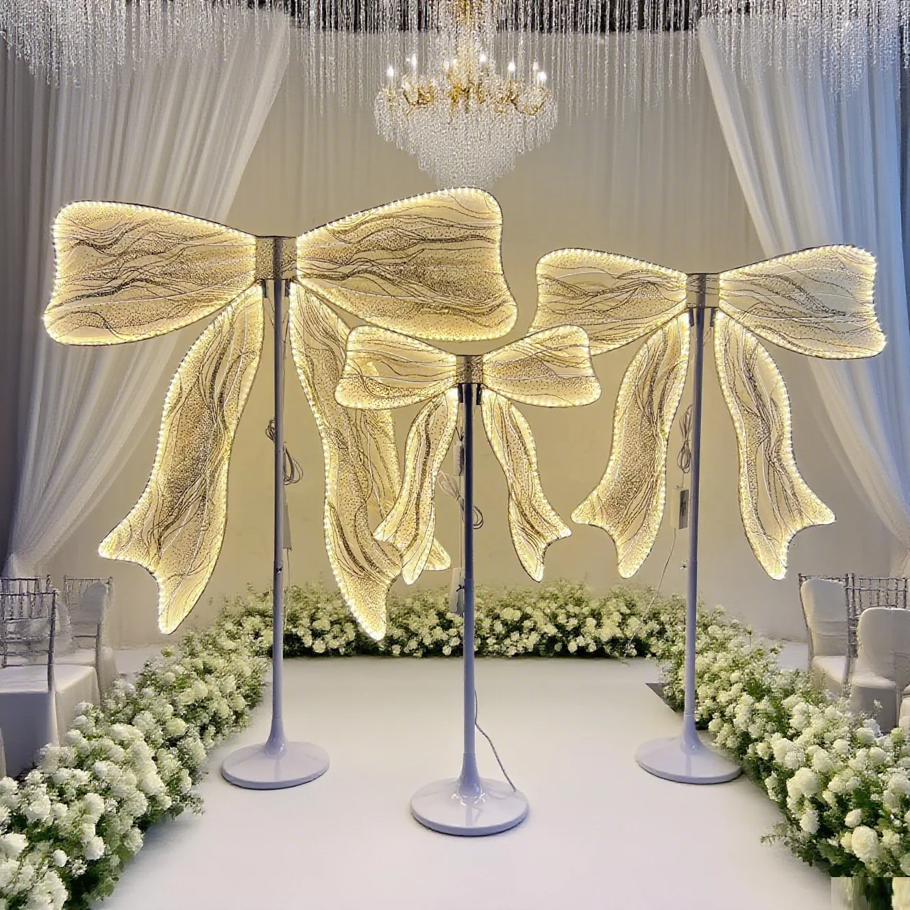 

2/4 шт. свадебное дорожное руководство со светодиодной подсветкой - светящийся дизайн банта-бабочки, светящийся декор для вечеринки, рождественской сцены