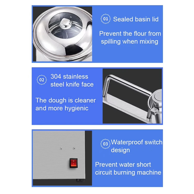 Household Stand Mixer Dough Kneading Machine Dough Mixing Machine Intelligent Timing Stainless Steel Food Mixing Machine