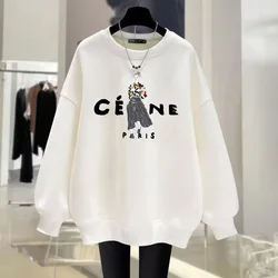 Ropa deportiva para mujer, Tops con estampado de letras, sudadera con diseño de cuello redondo, jersey de estilo Harajuku, ropa de calle de moda