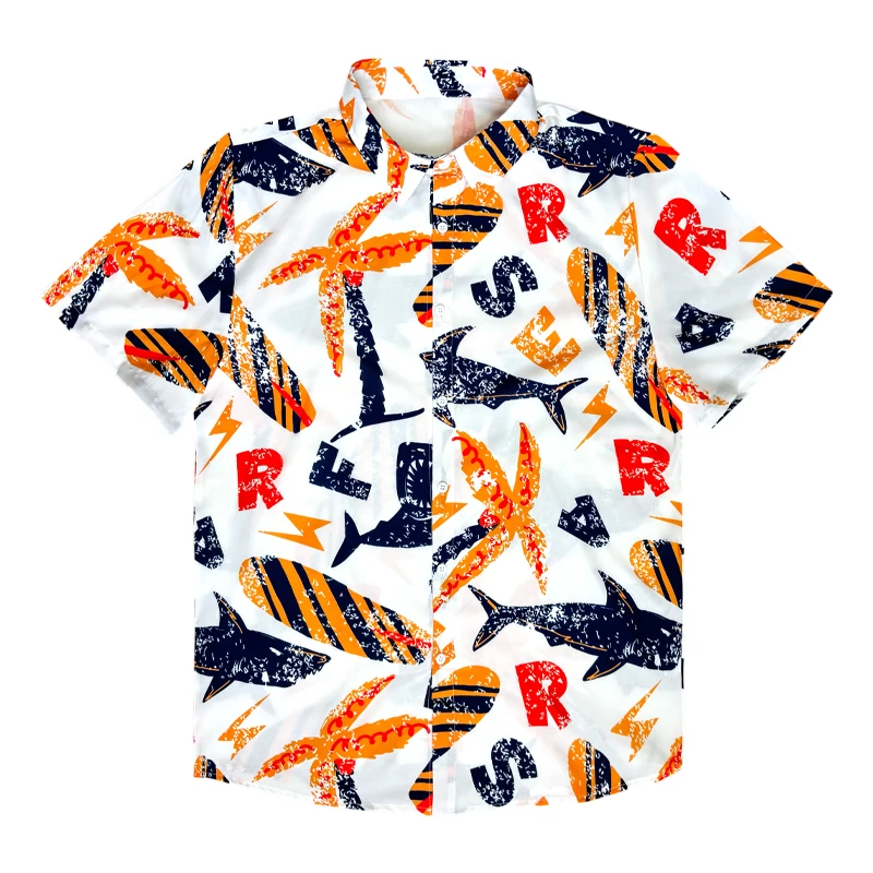 

2025 New Men's Hawaiian Printed Short Sleeve Shirt Breathable Lightweight Casual Top S-XXL