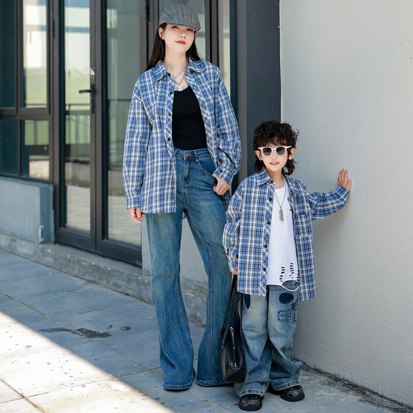 

‌2026 Autumn Family Matching Checkered Shirt Korean Style Mother & Daughter Son Clothes Kids Long Sleeve Casual Top Comfortable