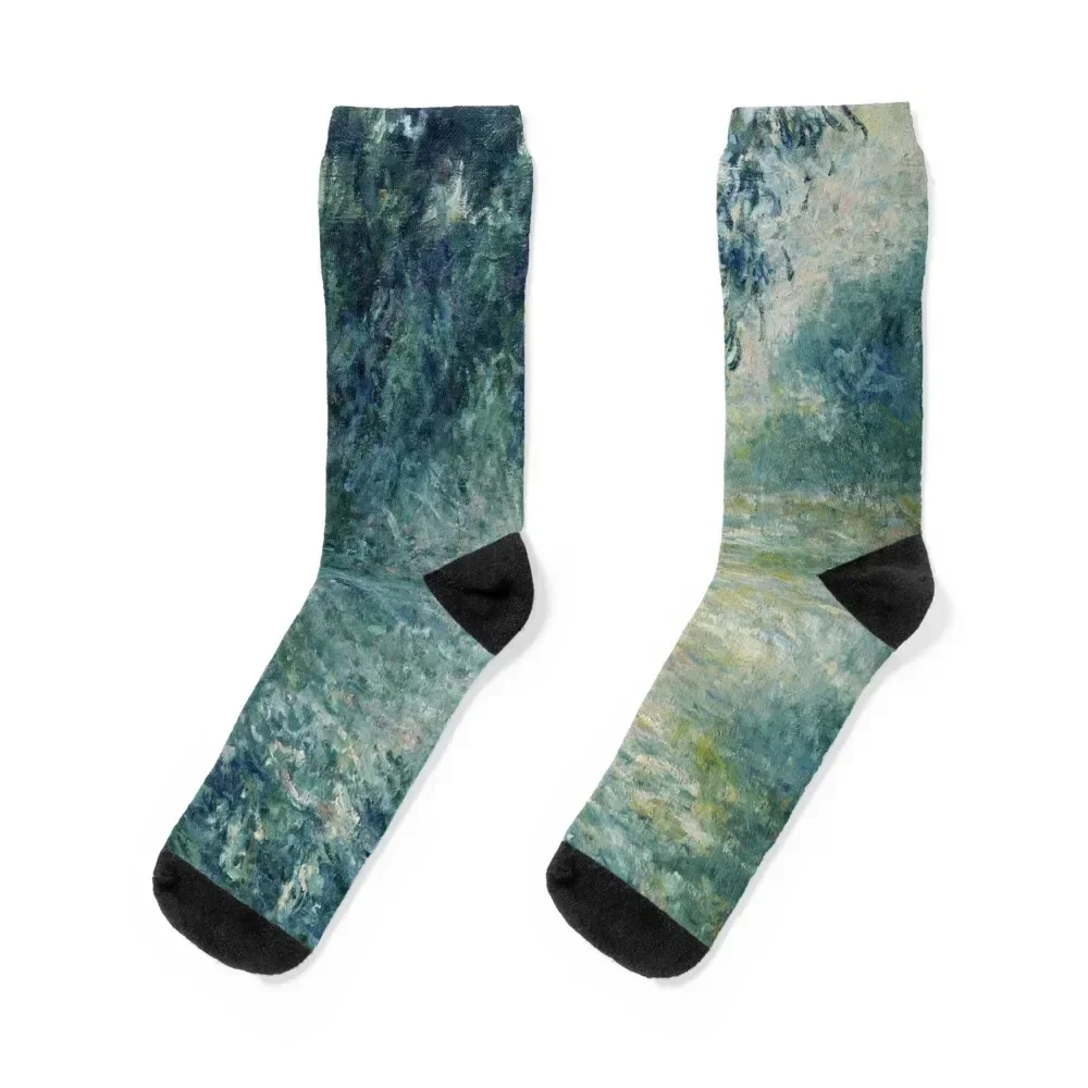 

Monet Morning on the Seine Fine Art Socks hip hop crazy winter Luxury Woman Socks Men's