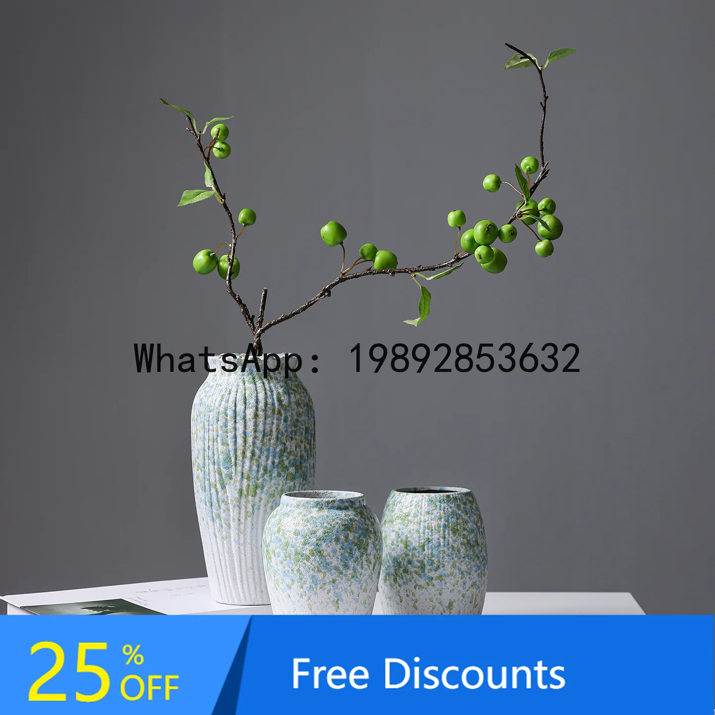 

New Chinese Style Ceramic Vase Ornament Wabi-Sabi Style High-End Decoration