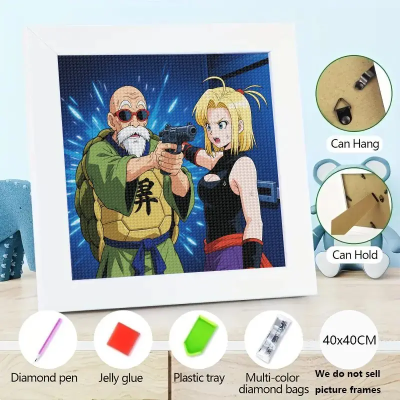 

1 шт. Dragon Ball Z Master Roshi Android 18 5D DIY Полный дрель Набор для алмазной живописи, аниме Мультфильм Горный хрусталь Мозаика Картина для дома W