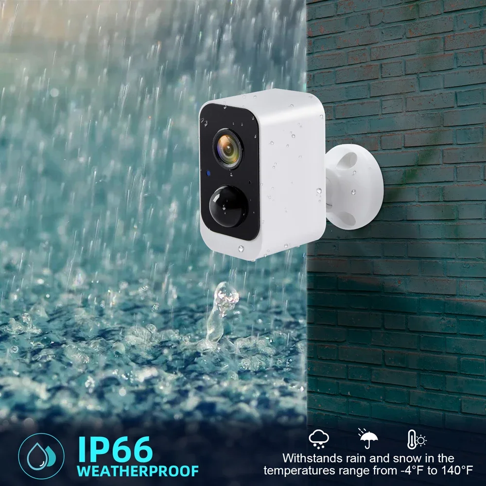 Tuya Battery Camera IP66 Waterproof Indoor Outdoor Wireless WiFi 1080P Smart Surveillance IP Camera Works with Alexa Google Home