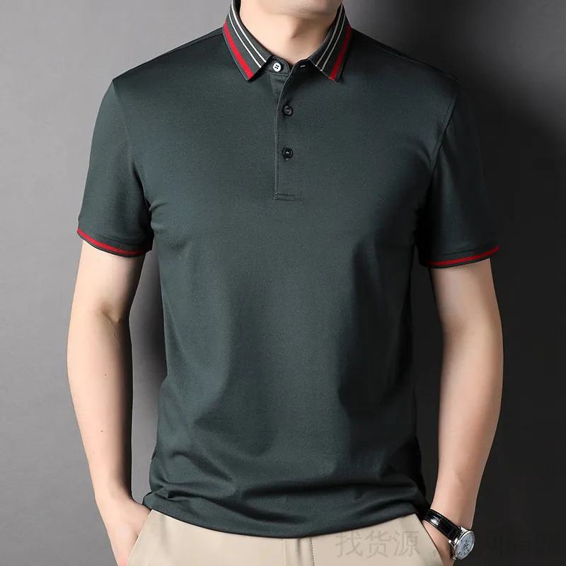 

2022 Mulberry Silk Summer Golf Men's Polo Shirts High Quality Short Sleeve Business Casual Slim Fit Male T-shirts Man Tees 3XL