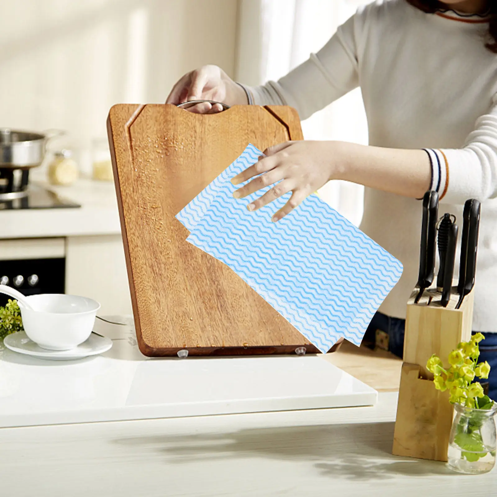 50Pcs Heavy-Duty Disposable Dish Cloths Fast Drying Reusable Paper Towel Alternative Kitchen Cleaning Rags for Plates Pots Walls