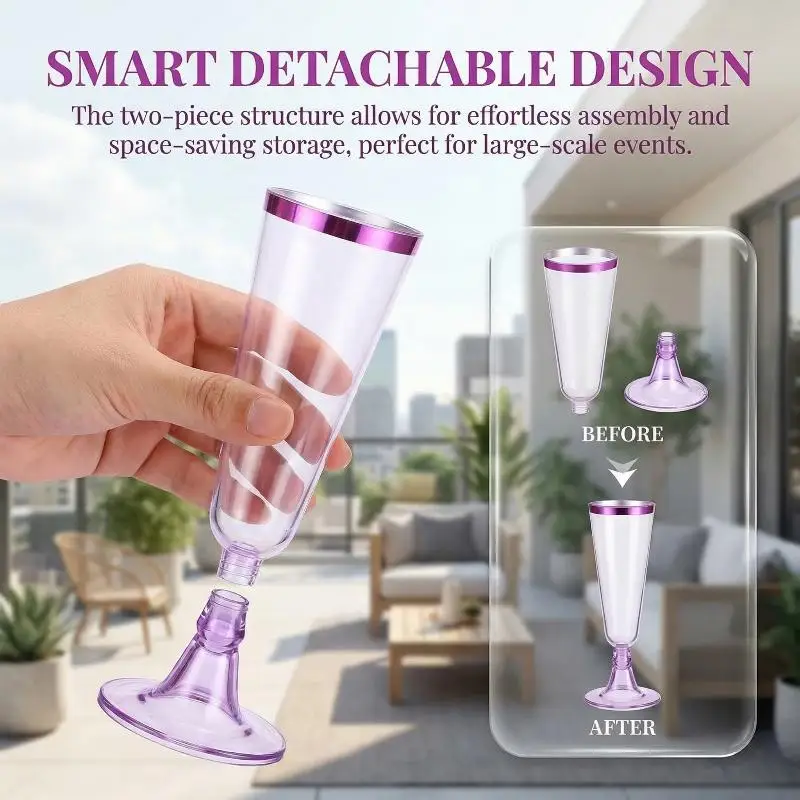 150ml Plastic Champagne Flutes Cup Clear Disposable Toasting Recyclable Shatterproof Goblet Cups Party Wedding Bar Supplies