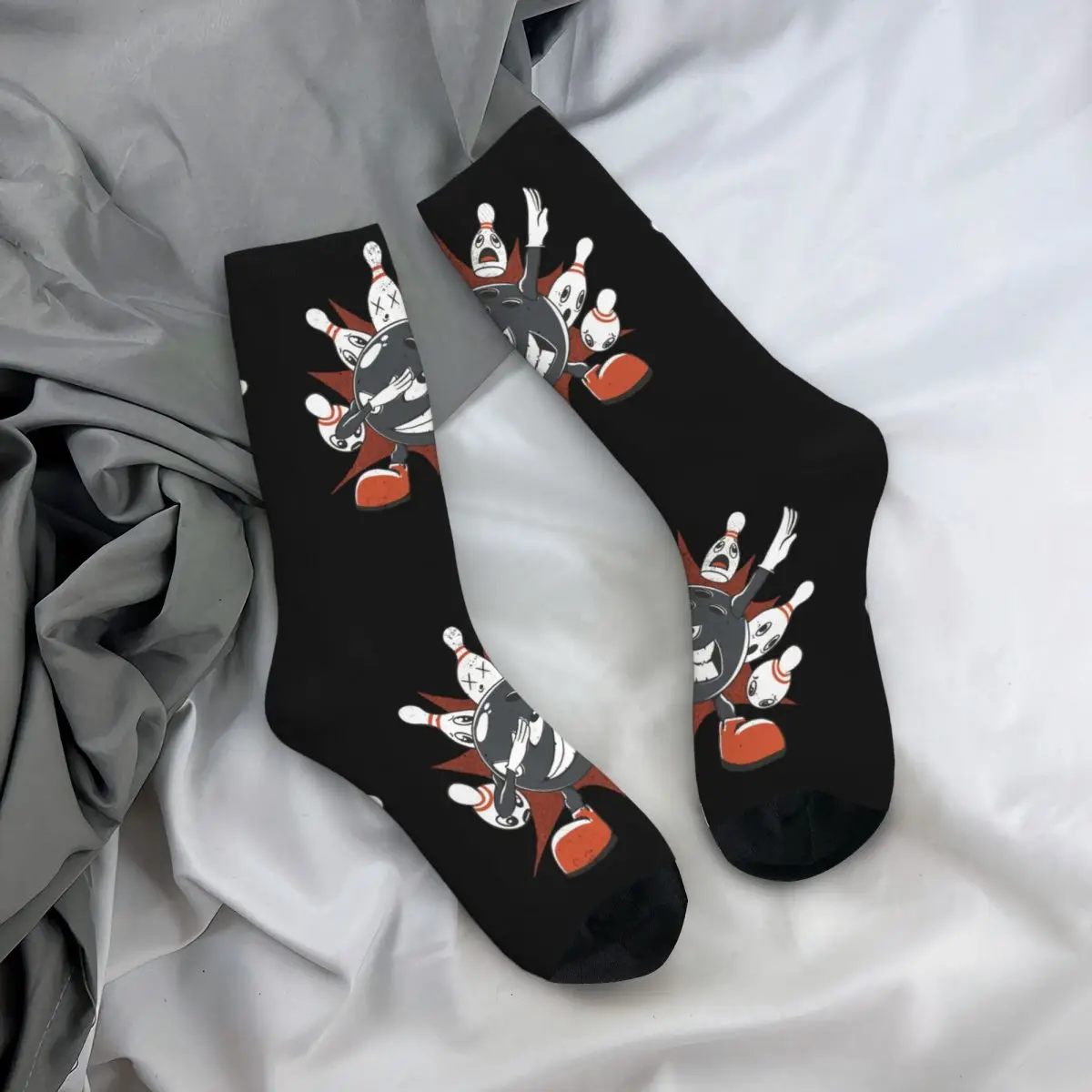 Happy Funny Men's Compression Socks Bowling Ball Dabbing Retro Harajuku Bowling Ball Hip Hop Novelty Seamless Crew Crazy Sock