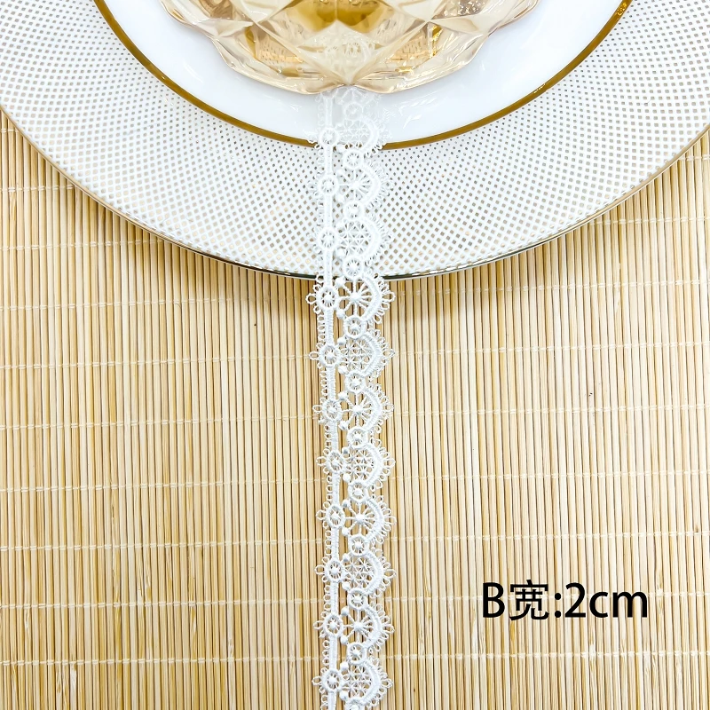 

60Yards White Black Flower Handmade Water Soluble Embroidered Lace Edge Trim Ribbon Applique Wedding Dress Sewing Craft DIY