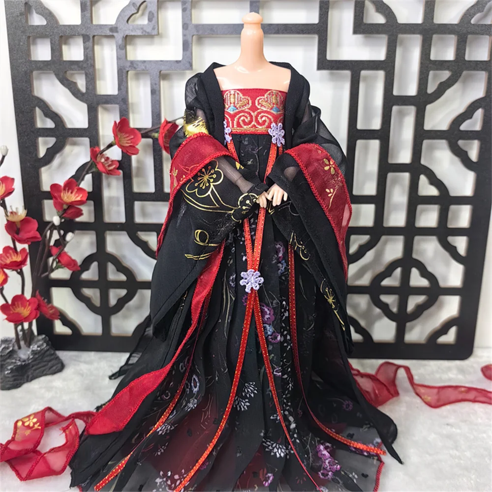 1/6 Maßstab Weibliches klassisches Hanfu-Kleid im antiken Stil mit weiten Ärmeln und trägerlosem Design für 12'' Tbl Ph Actionfigur-Körpermodell – Detail 8