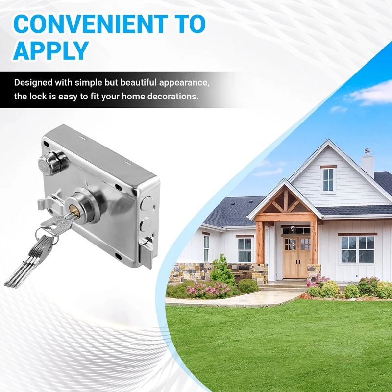 Exterior Door Locks Security Anti-Theft Lock Multiple Insurance Lock Wood Gate Lock Hardware Indoor Dormitory