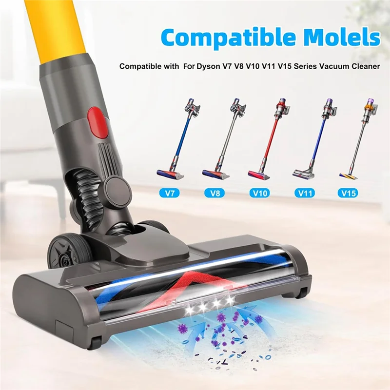 Top Deals Brush For Dyson V15 V11 V10 V8 V7, Vacuum Cleaner Brushes With 4 LED Lights, Electric Turbo Brush Carpet And Hard Floo