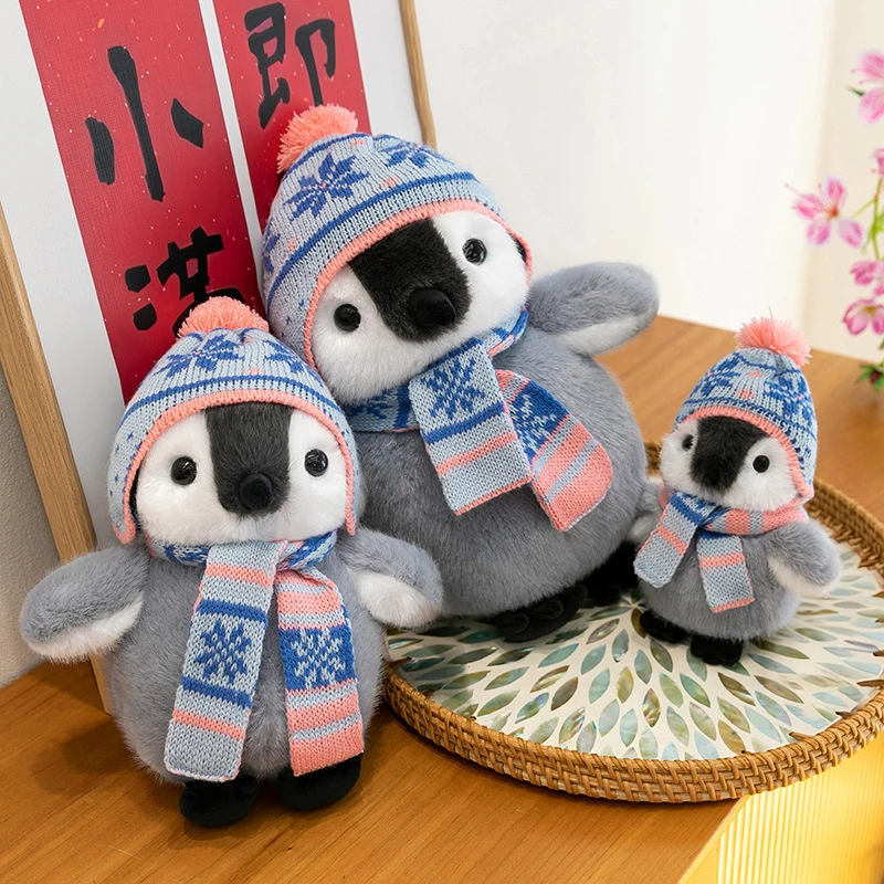 

Мягкая плюшевая игрушка-пингвин в шапке, милая мультяшная подушка-животное, украшение для дома, подарки для девочек на День святого Валентина и День рождения