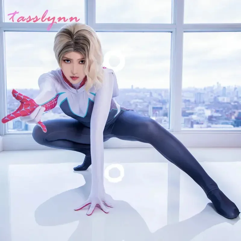 بدلة قفز Gwen للسيدات بطباعة ثلاثية الأبعاد للبالغين والأطفال لحفلات الهالوين أزياء تنكرية للفتيات المهووسين؛ 4.f'7;j,3'