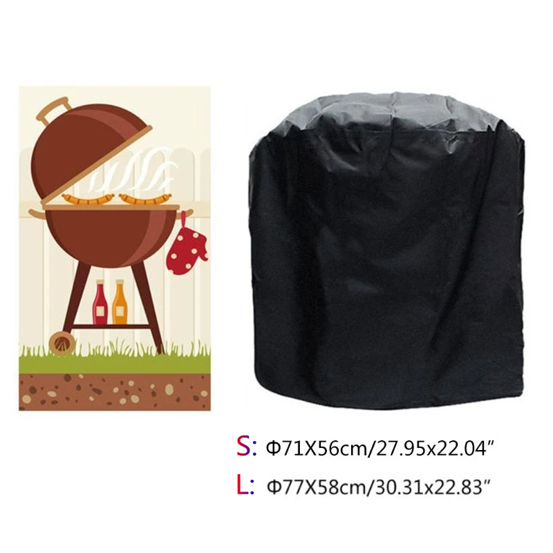 BBQ Cover Outdoor Dust Waterproof Weber Heavy Duty Grill Cover Rain Protective Outdoor Barbecue Cover Round