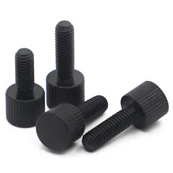 2-5pcs Black Carbon Steel Thumb Screws Plain Type Metric Knurled Head Manual Adjustment Screws M2 M2.5 M3 M4 M5 M6