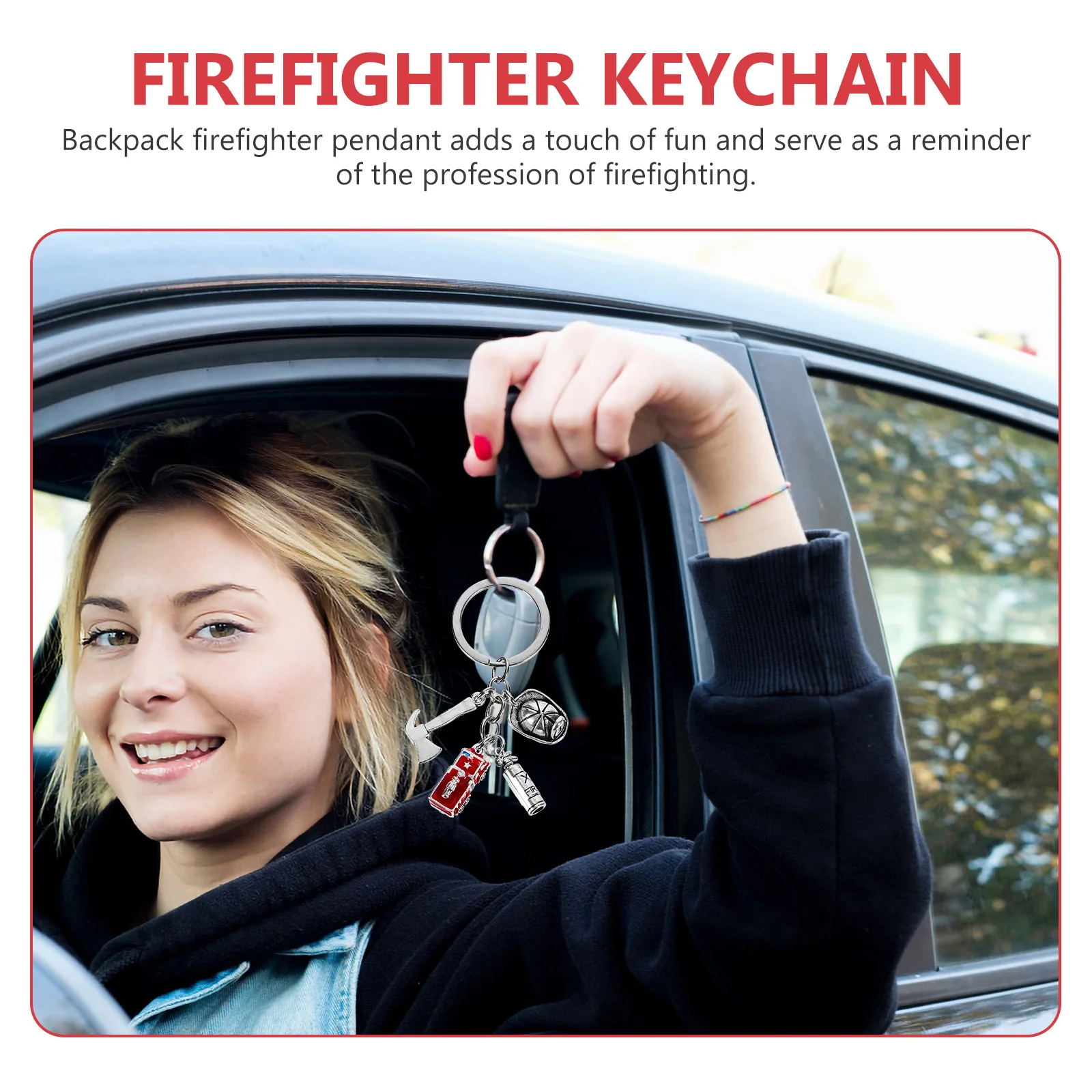 Fireman Keychain Firefighter Safety Equipment Mens Gifts Male Miss for Boyfriend Wallets