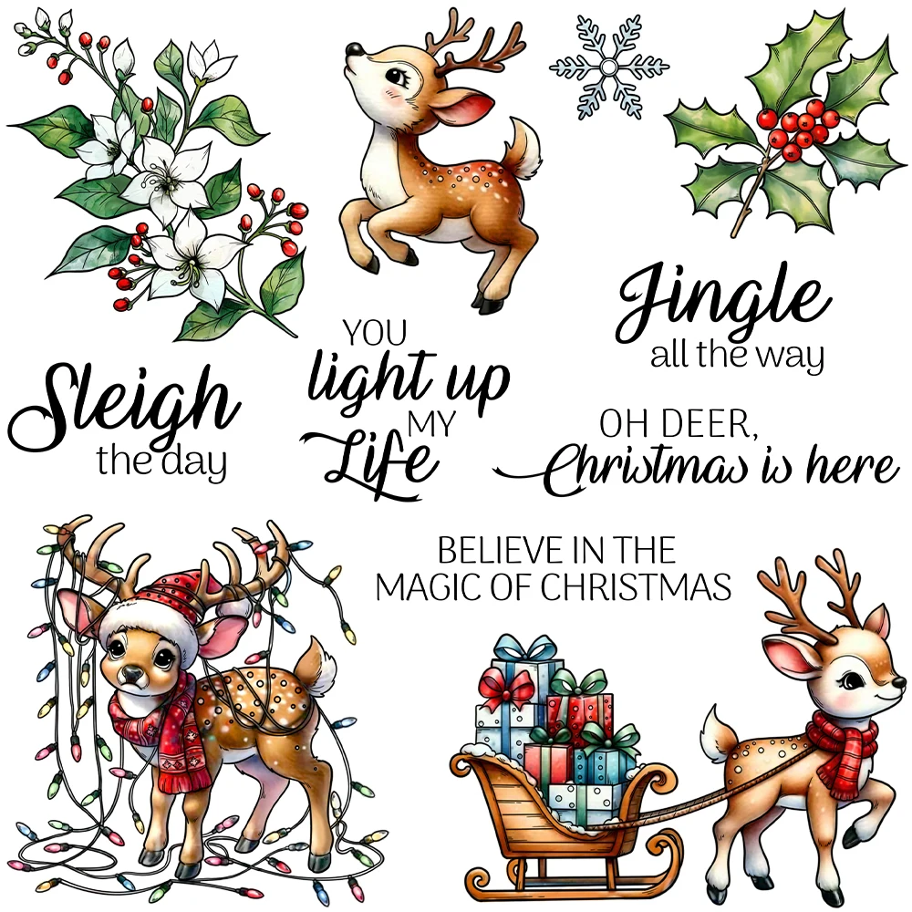 Mangocraft Merry Christmas Gifts Reindeer Cutting Dies Clear Stamp DIY Scrapbooking Metal Dies Silicone Stamp For Card Albums