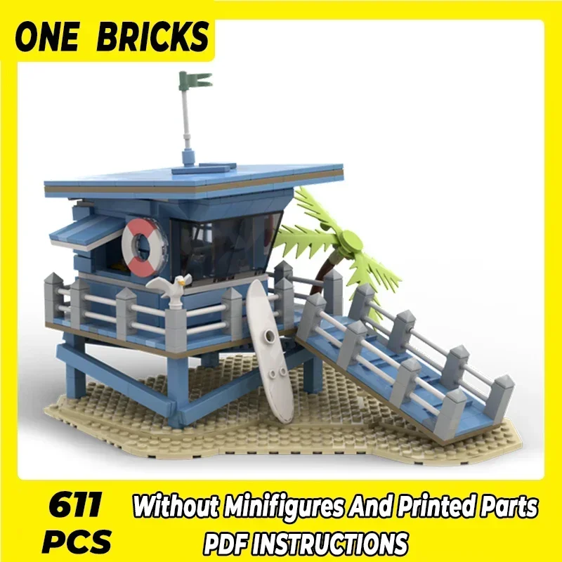 City Street View Model Moc Building Bricks Lifeguard Tower Technology Modular Blocks Gifts Christmas Toys DIY Sets Assembly