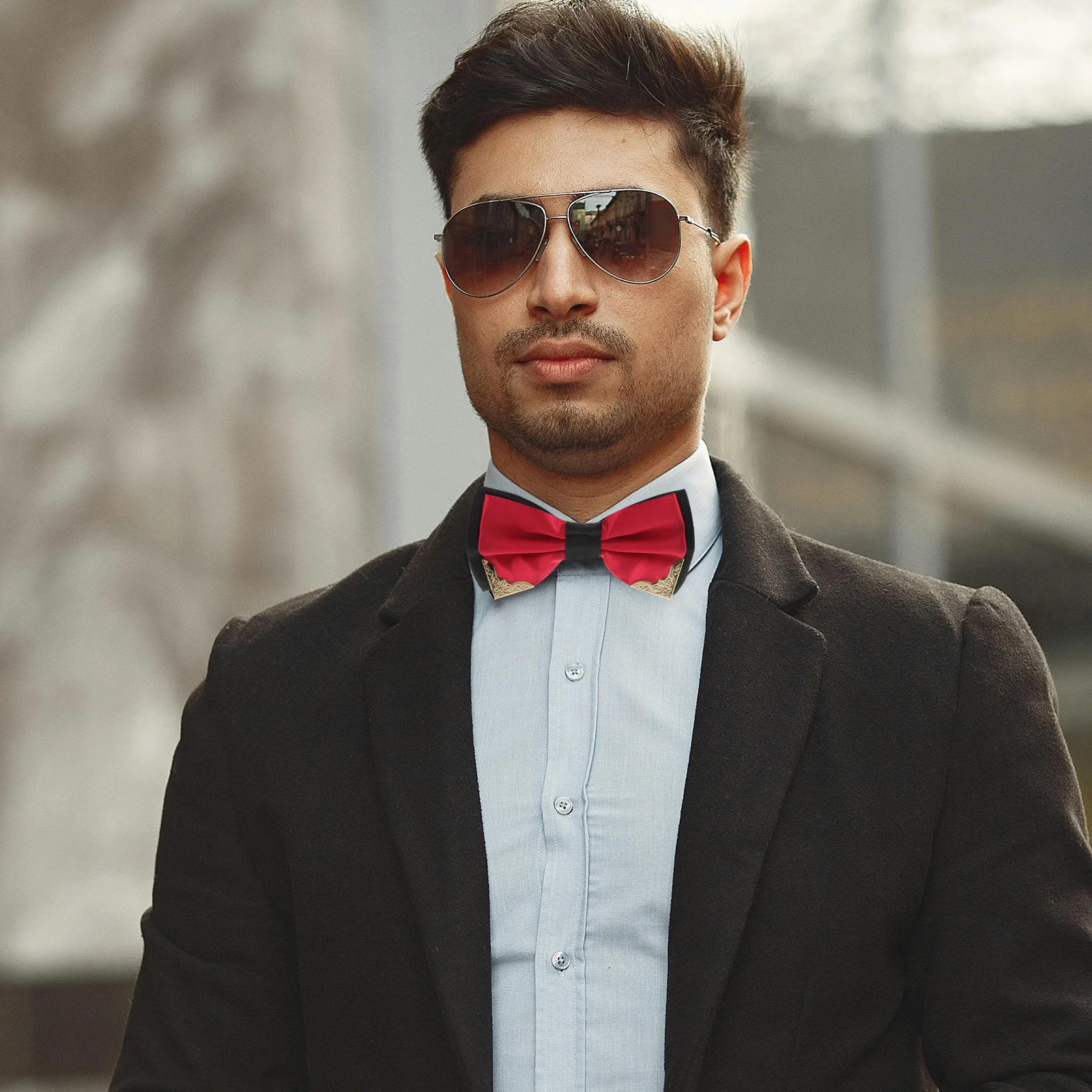 Finiture in metallo per uomo Papillon accessorio per festa di nozze durevole regolabile a doppio strato per uomo Papillon in metallo alla moda