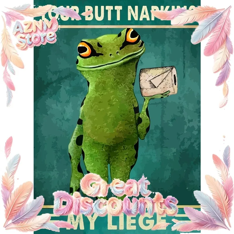 Vintage Funny Toilet Animals Holding Butt Napkins Poster Print Amusing Toilet Paper Canvas Painting Wall Art Bathroom Home 2026