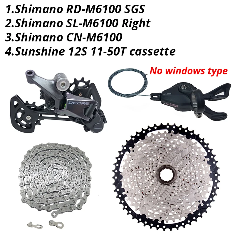 Shimano Deore M6100 1x12 Speed Derailleurs Groepset 12 Speed Rechts Versnellingspook Deuvel CN Keten RD Sunshine Cassette 46T 50T 52T