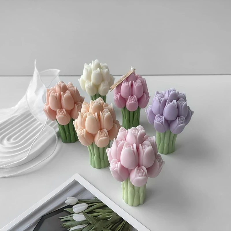 Silicone Mold Craft Mould Tulips Bouquets Flower Statue Moulds