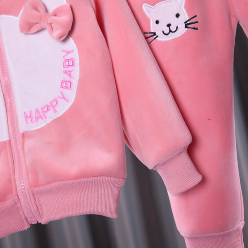 Baby Girls Padded Sets Children Autumn Fashion Suits Infant Casual Jackets+Pants 2Pcs Outfits Kids Cartoon Spring Cute Clothing