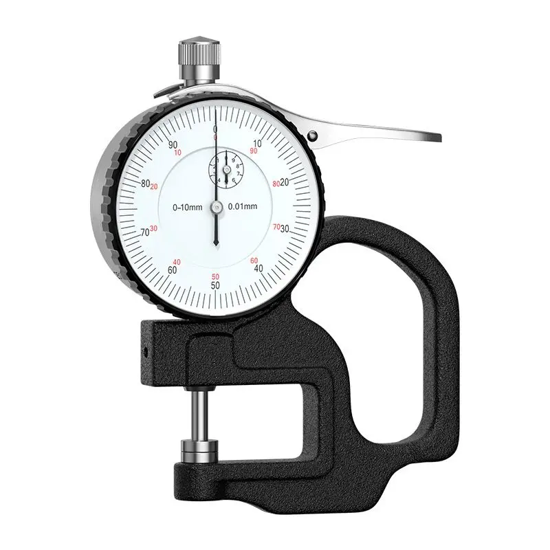 Handheld Mechanical Dial Thickness Gauge 0-10mm 0.01mm Accuracy Brass Gear Alloy Head for Industrial Material Testing Meter